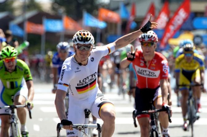 Andrei Greipel celebrates a one-two by Lotto-Belisol