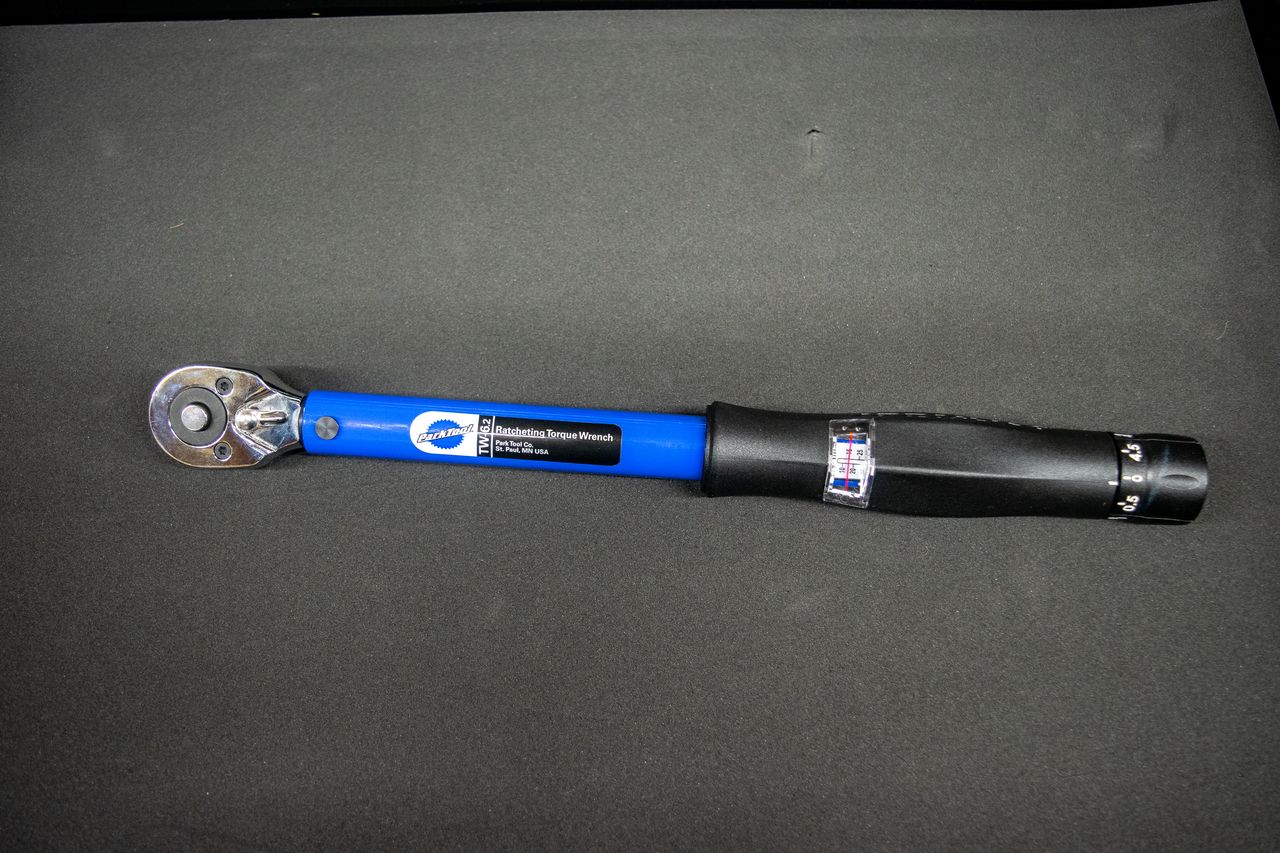 Park Tool TW-6.2 torque wrench on a black background