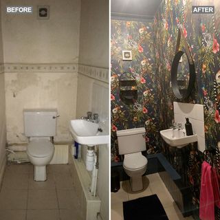 before and after renovate bathroom