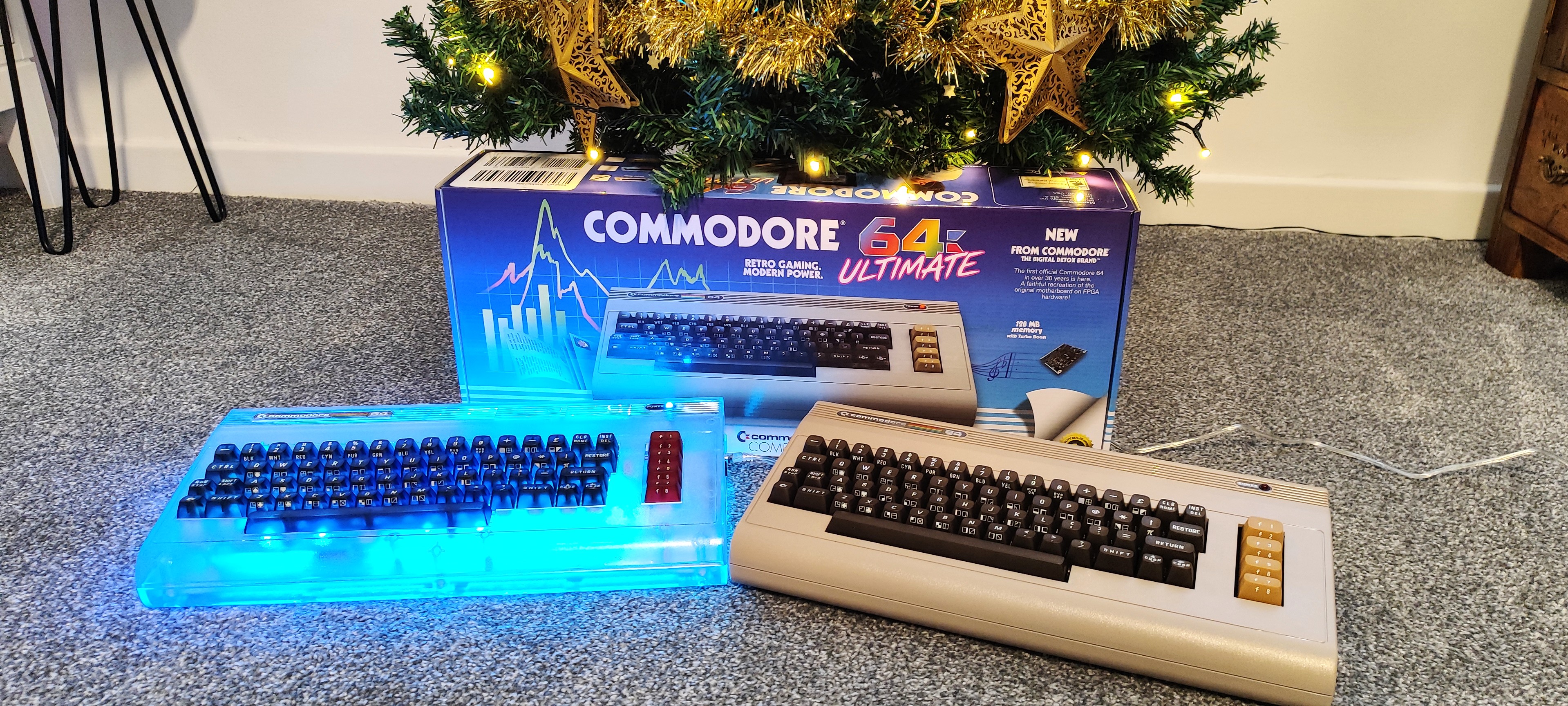 Two Commodore 64 Ultimate under a Christmas tree