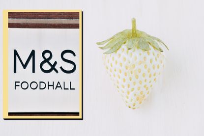 M&S sign drop in with main image of a white strawberry