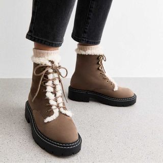 fur-lined ankle boots