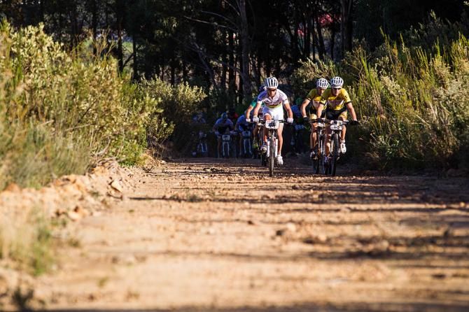 Nino Schurter of Scott-Swisspower MTB-Racing leads the pack