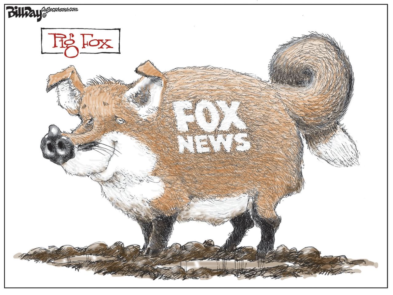 Editorial Cartoon U.S. Fox News Bill O&amp;#039;Reilly Factor Roger Ailes sexual harassment pig