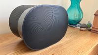 Sonos Era 300 on sideboard, side front view