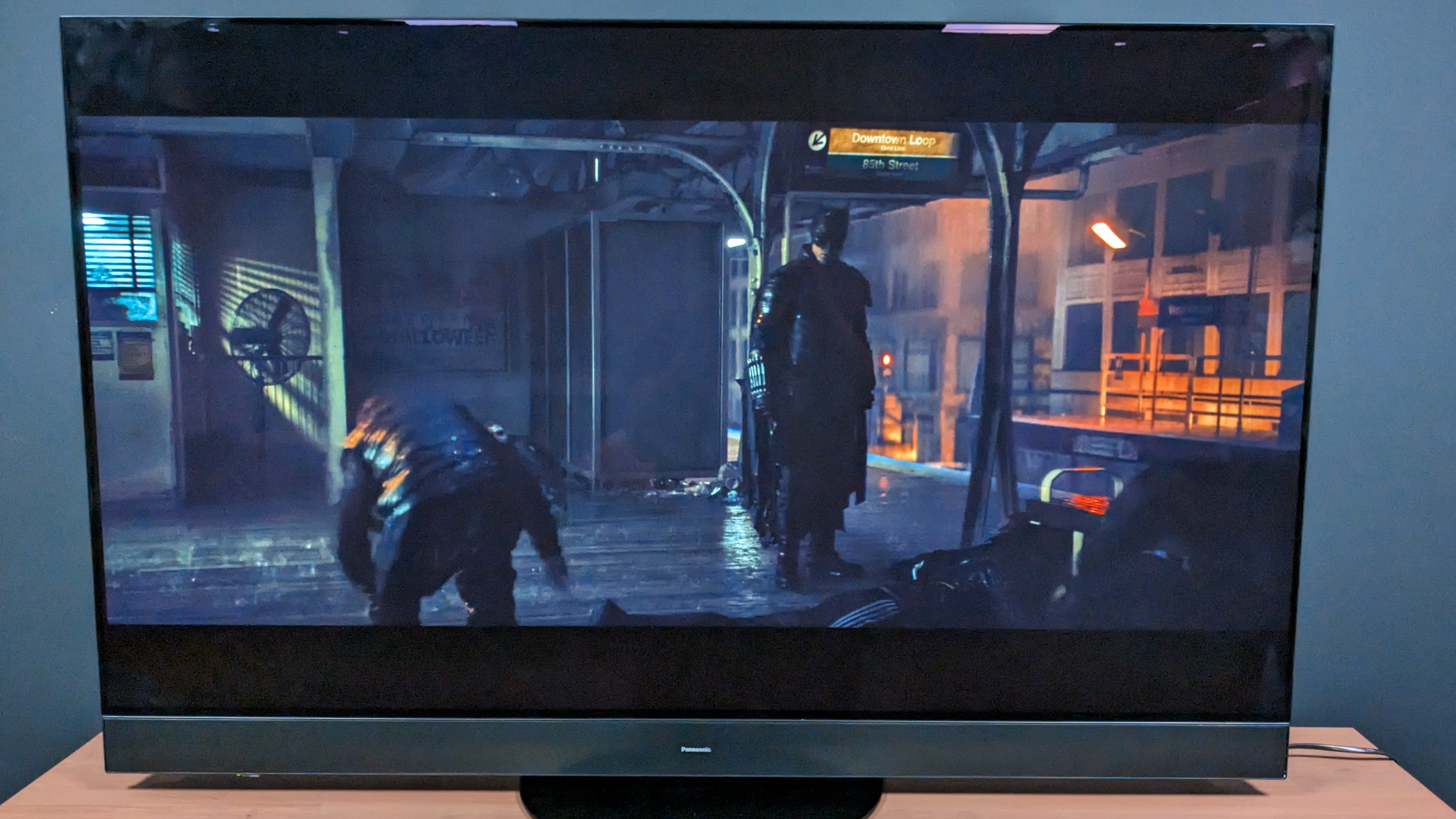 Panasonic MZ2000 showing The Batman on screen