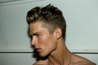 Side profile of male model