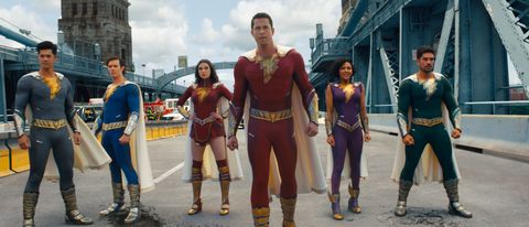 Ross Butler, Adam Brody, Grace Currey, Zachary Levi, Meagan Good, and D. J. Cotrona in Shazam! Fury of the Gods