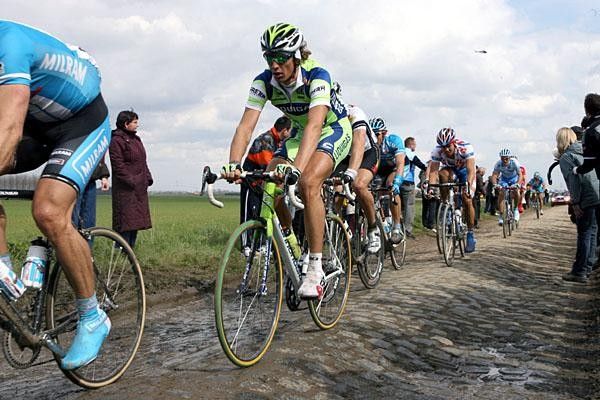 Pozzato was unlucky to be involved in a crash, just before the Arenberg.