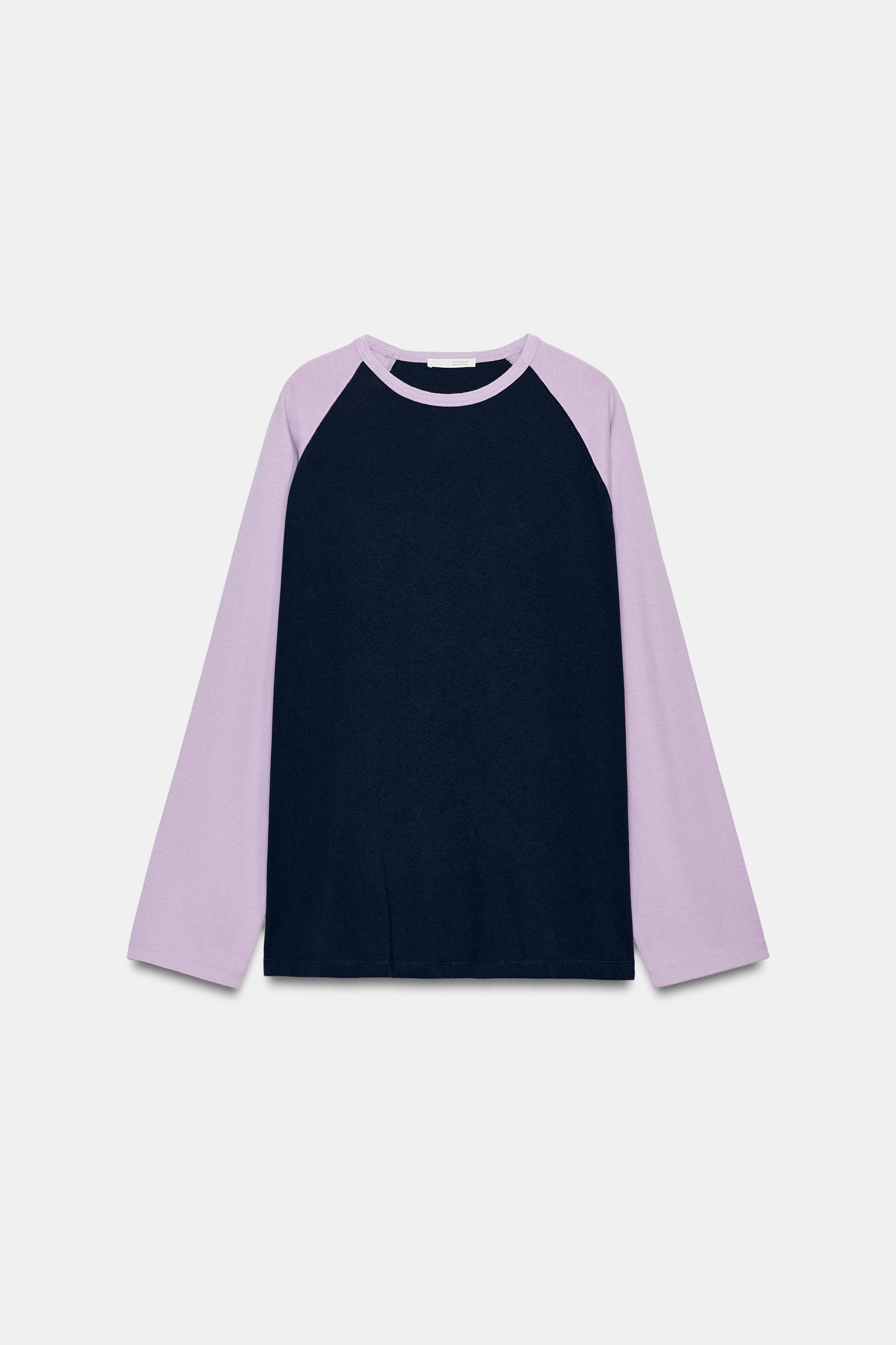 Colorblock Raglan T-Shirt - Lilac - Xs