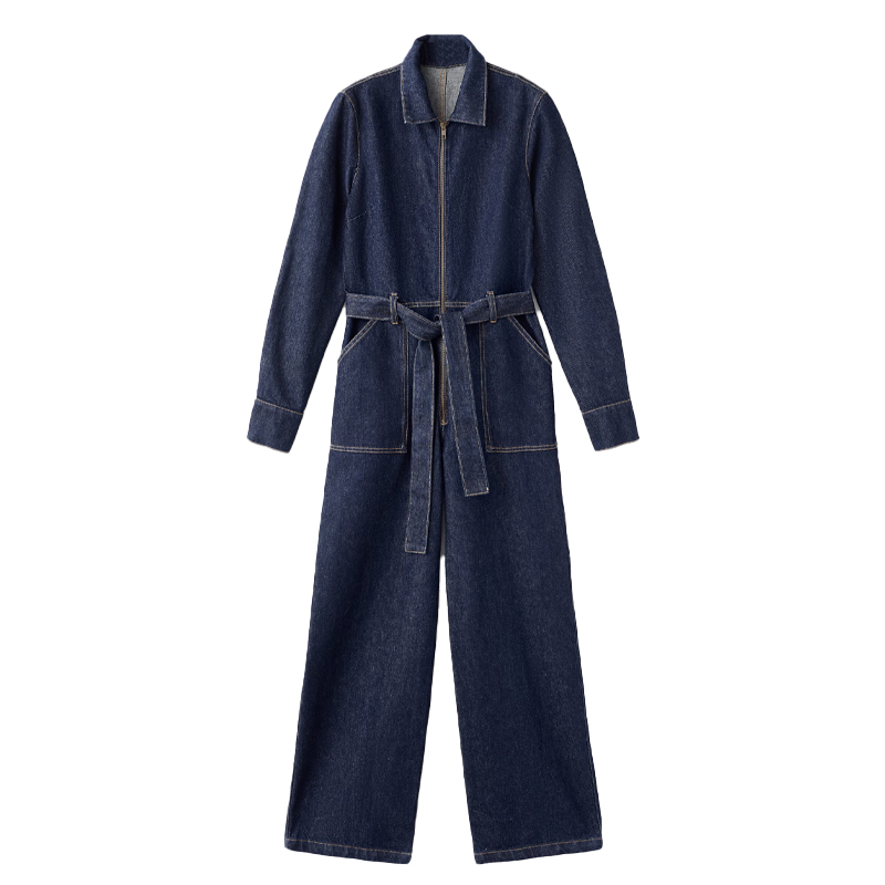 Indigo belted denim jumpsuit, Mango