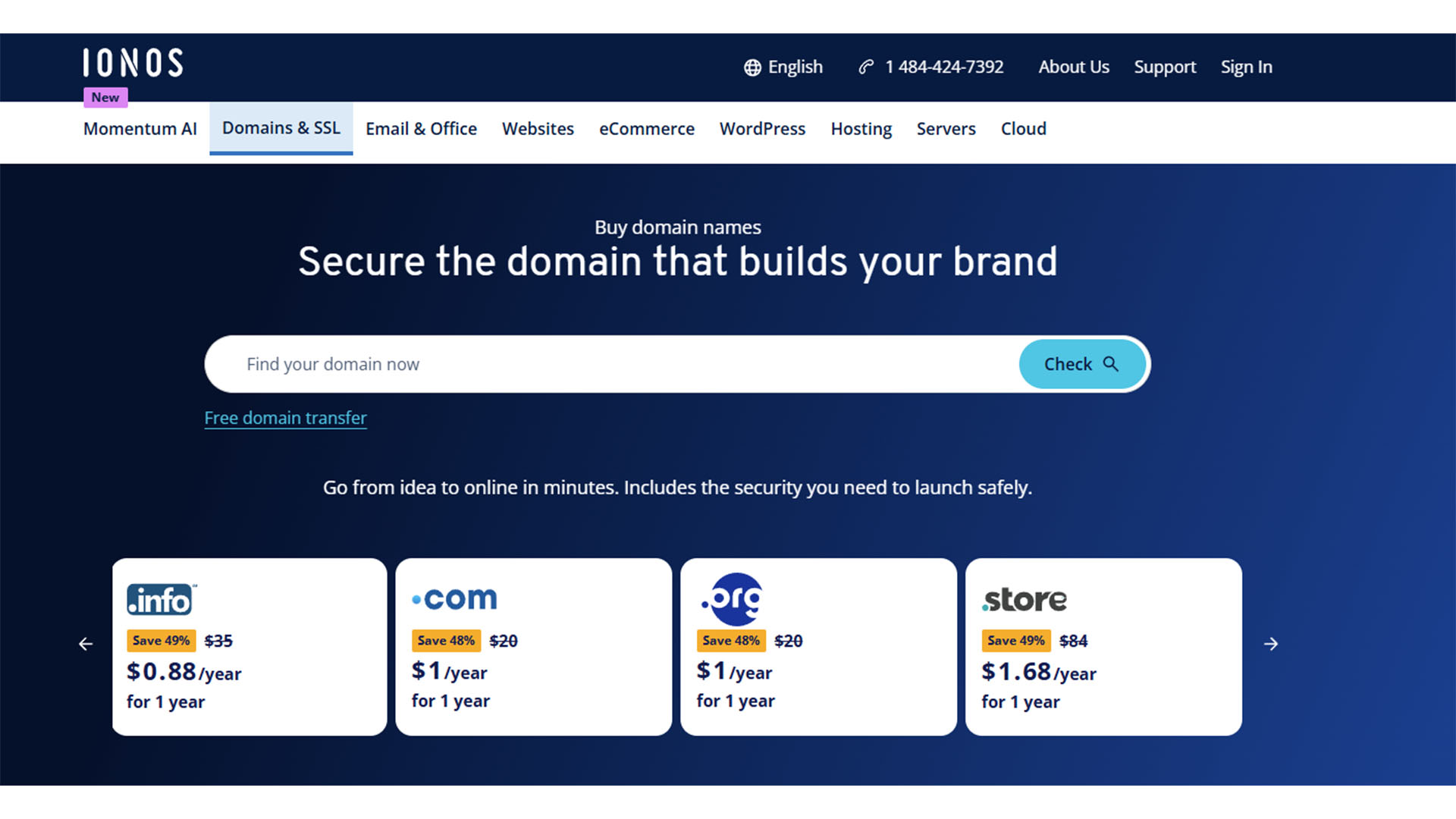 Ionos homepage