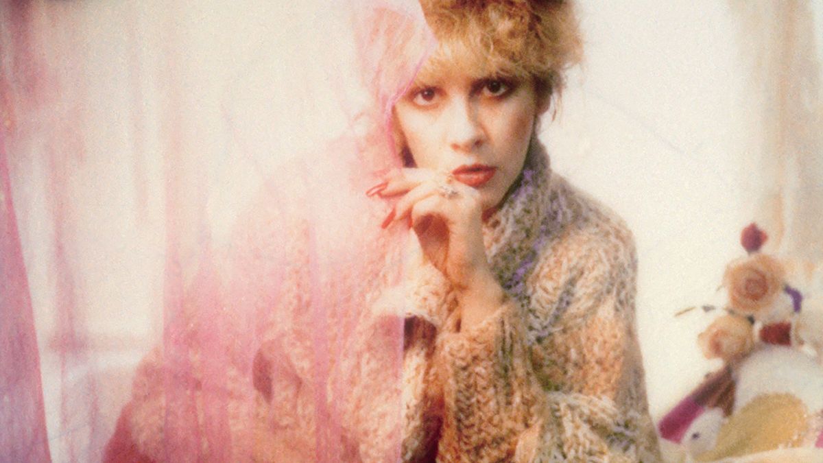 Stevie Nicks behind a mesh curtain