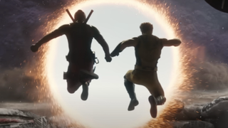 Deadpool and Wolverine make the portal jump