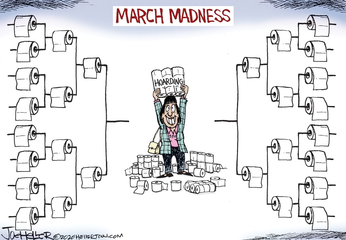 Editorial Cartoon U.S. March Madness toilet paper hoarding | The Week