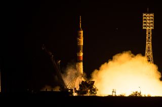 A Russian Soyuz TMA-17M rocket launches three new members of the International Space Station's Expedition 44 crew on July 22, 2015 from Baikonur Cosmodrome, Kazakhstan, where the local time was early July 23. The Soyuz carried NASA astronaut Kjell Lindgre