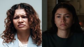 Zedaya in the trailers for Euphoria Season 3 and Spider-Man: Brand New Day side by side. 