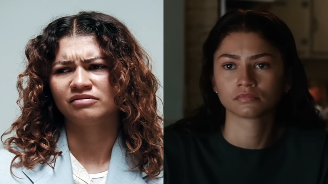 Zedaya in the trailers for Euphoria Season 3 and Spider-Man: Brand New Day side by side. 