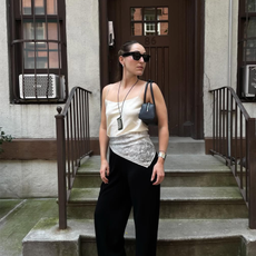 Anna LaPlaca wearing a Verafied Comb Necklace