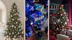 compilation image showing three different Christmas tree colour trends 2023