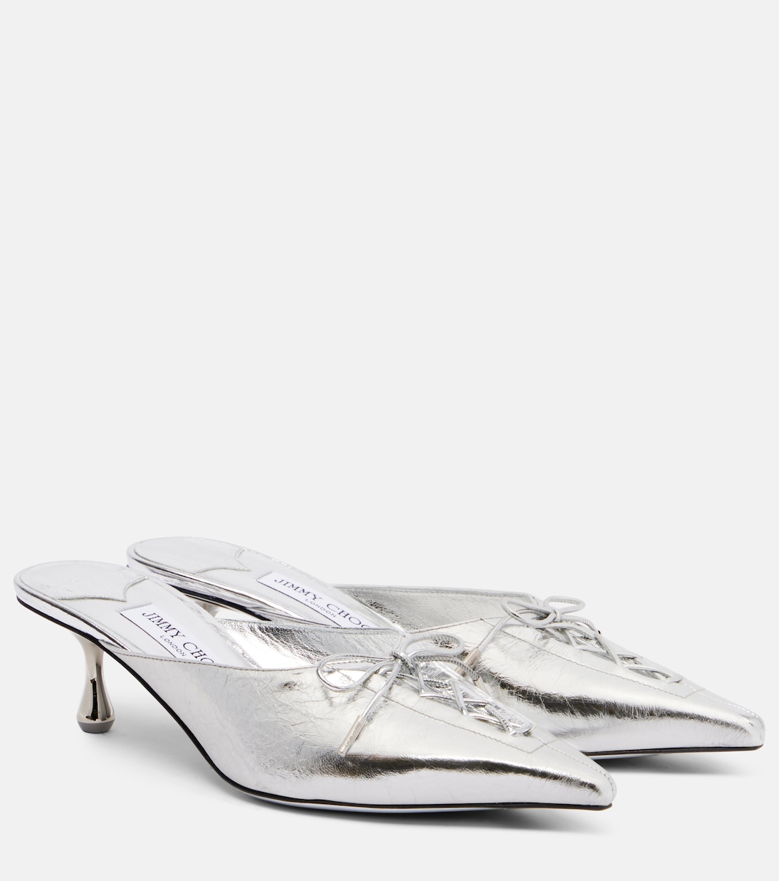 Scarlett 50 Metallic Leather Mules in Silver - Jimmy Choo