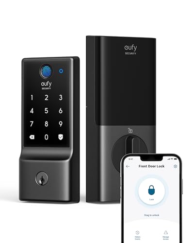 Security Smart Lock C220, Fingerprint Keyless Entry Door Lock, Built-In Wi-Fi, App Remote Control, Front Door Smart Lock Deadbolt, 8 Months Battery, Reliable Power, Ip53 Waterproof, Bhma Grade 3