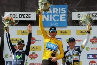 Bradley Wiggins (Sky) won Paris-Nice ahead of Lieuwe Westra (Vacansoleil-DCM) and Alejandro Valverde (Movistar).