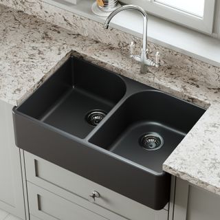 Butler & Rose Soft Black Ceramic Fireclay Double Belfast / Butler Kitchen Sink - 795 X 500mm