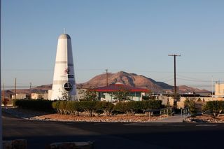 Rotary Rocket spaceship is on display at the Mojave Air and Space Port in California, the site of several Roton Atmospheric Test Vehicle (ATV) test flights.