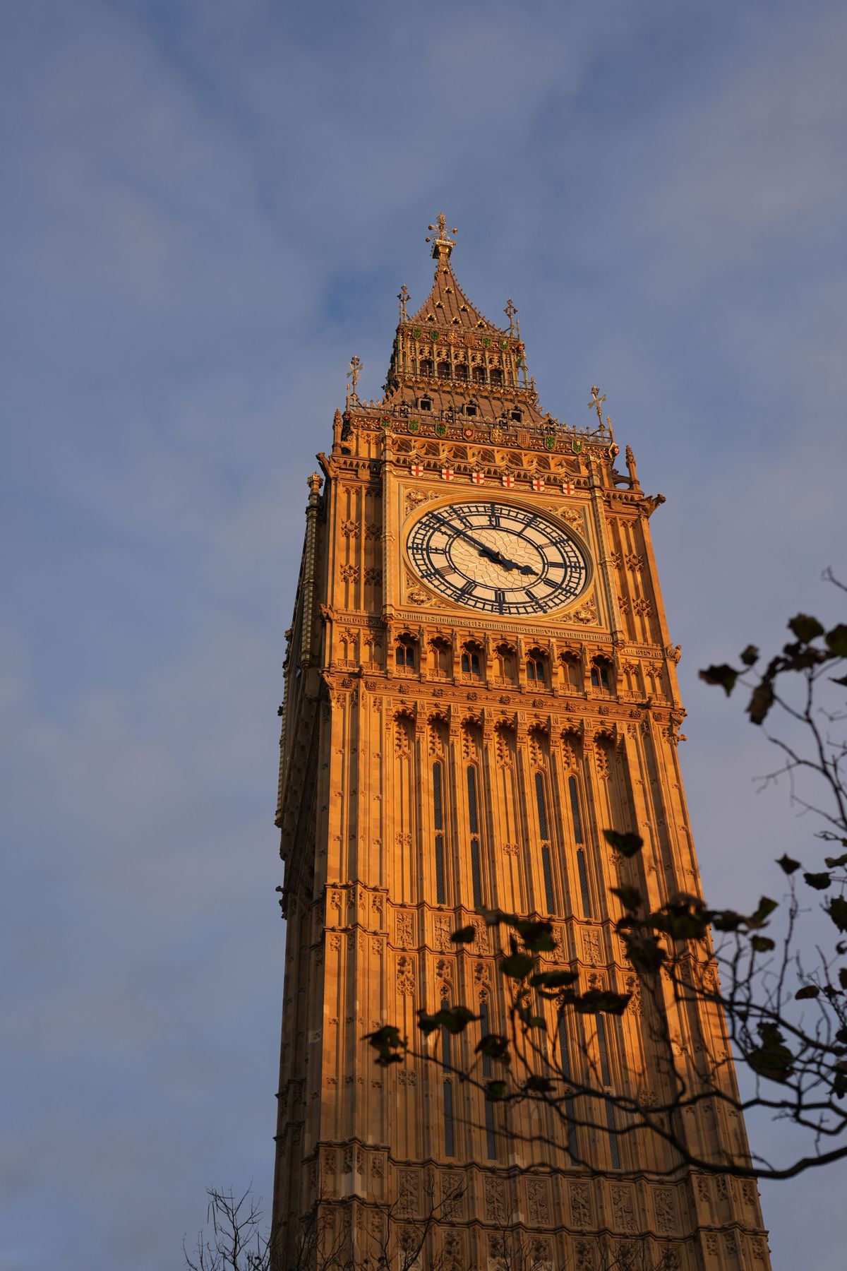 Upwards view of Big Ben Tower in London