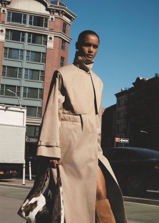 Funnel-Neck Trench Coat