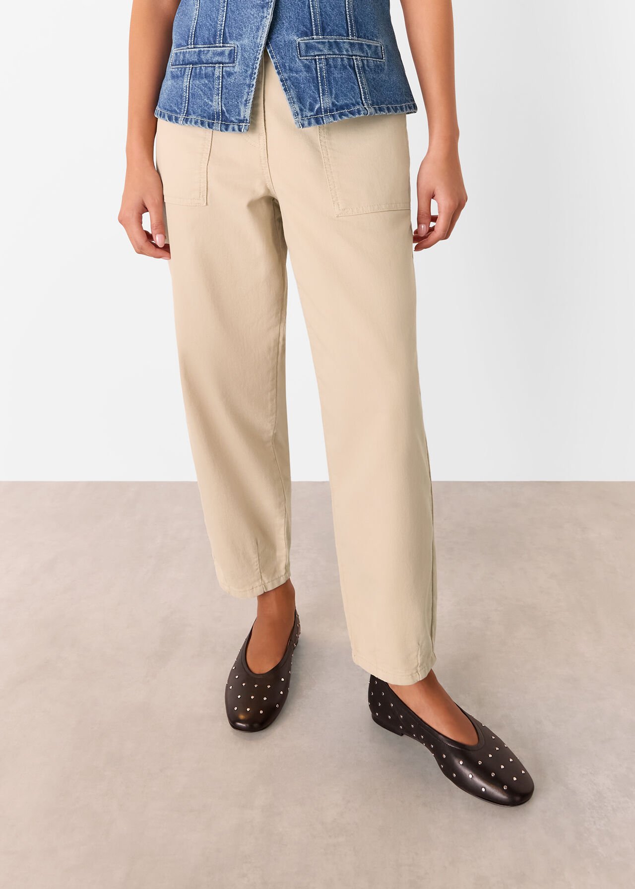 Neutral Petite Tessa Casual Trouser