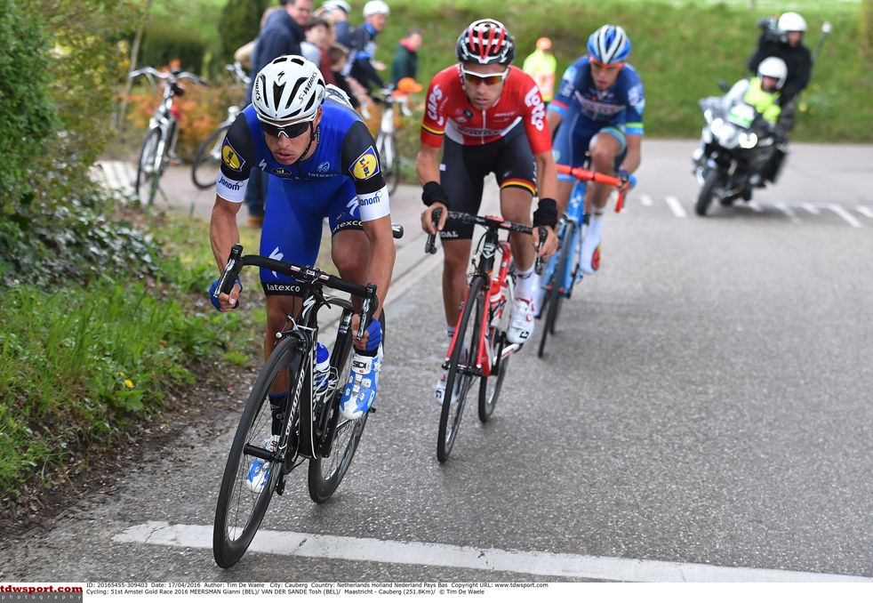 Gianni Meersman (Etixx QuickStep) leads an attack in Amstel Gold Race