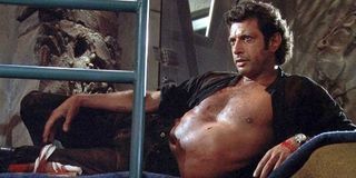 Goldblum with his shirt unbuttoned