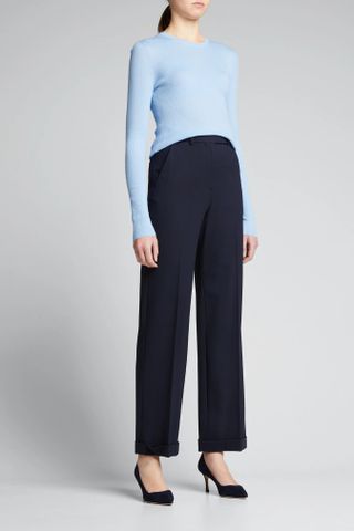 cashmere cropped blue sweater