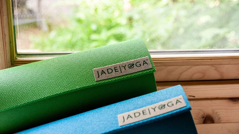 Jade Yoga Travel Mat Review: image shows Jade Yoga mats