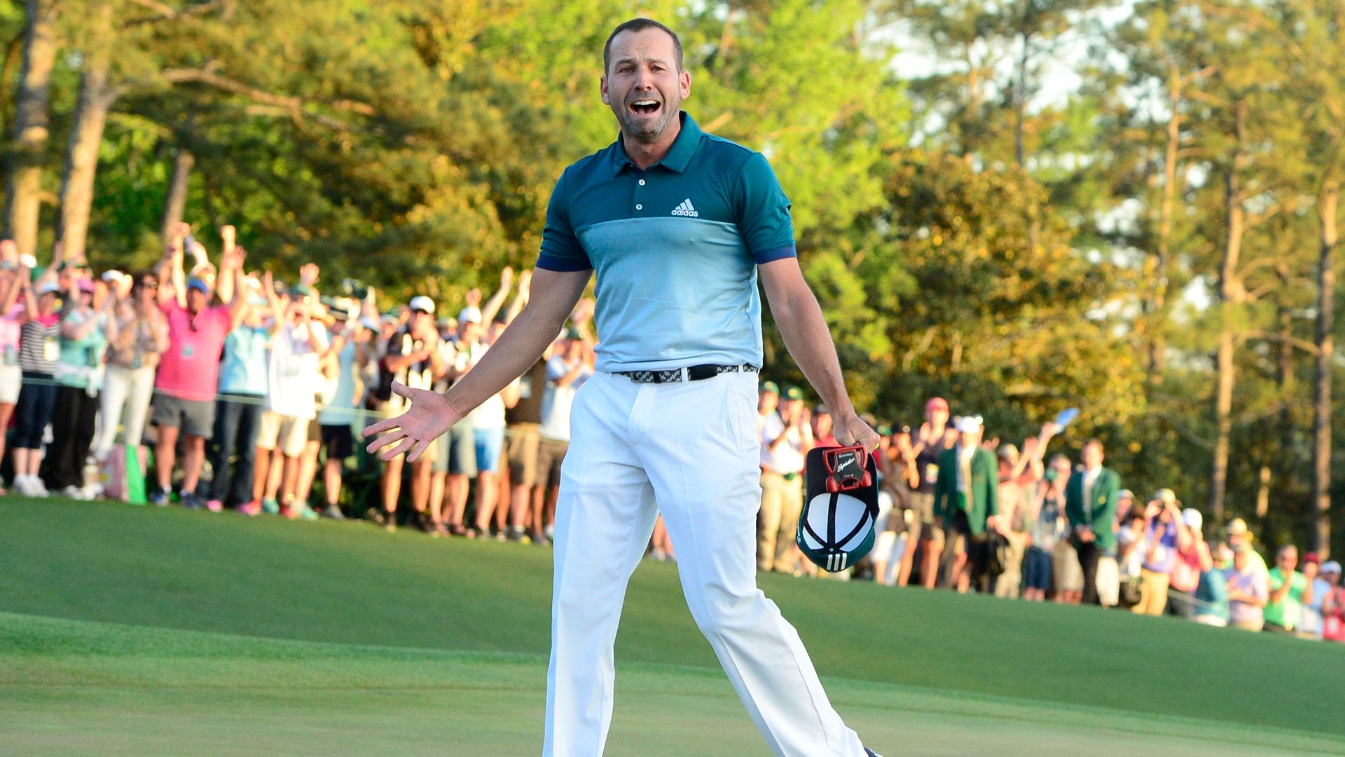Sergio Garcia celebrates after winning the 2017 Masters
