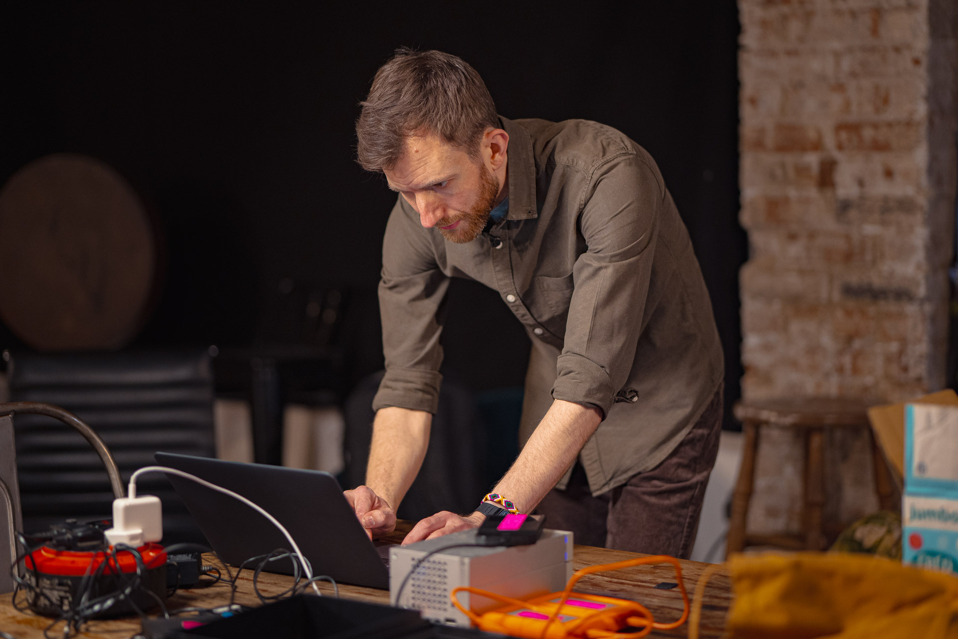 man looking at a computer