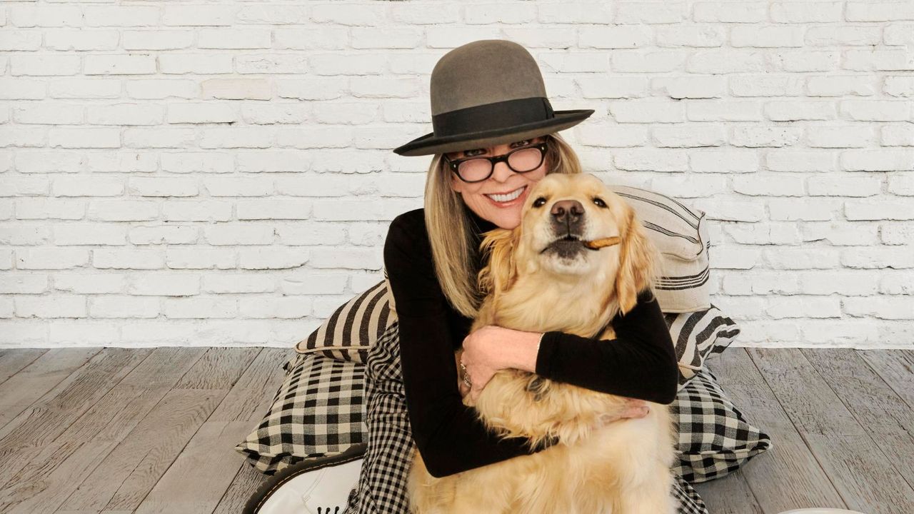 Diane keaton with her dog with her collection for grace hudson