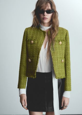 Tweed Jacket With Jewel Buttons