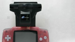 The card-scanning Nintendo e-Reader peripheral for Game Boy Advance, originally released in Japan in 2001 and stateside in 2002