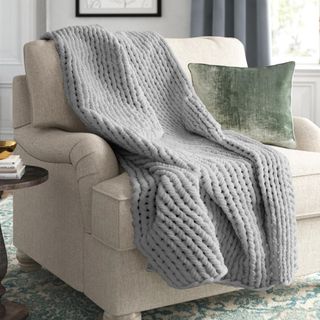 knit throw blanket in gray from kelly clarkson home