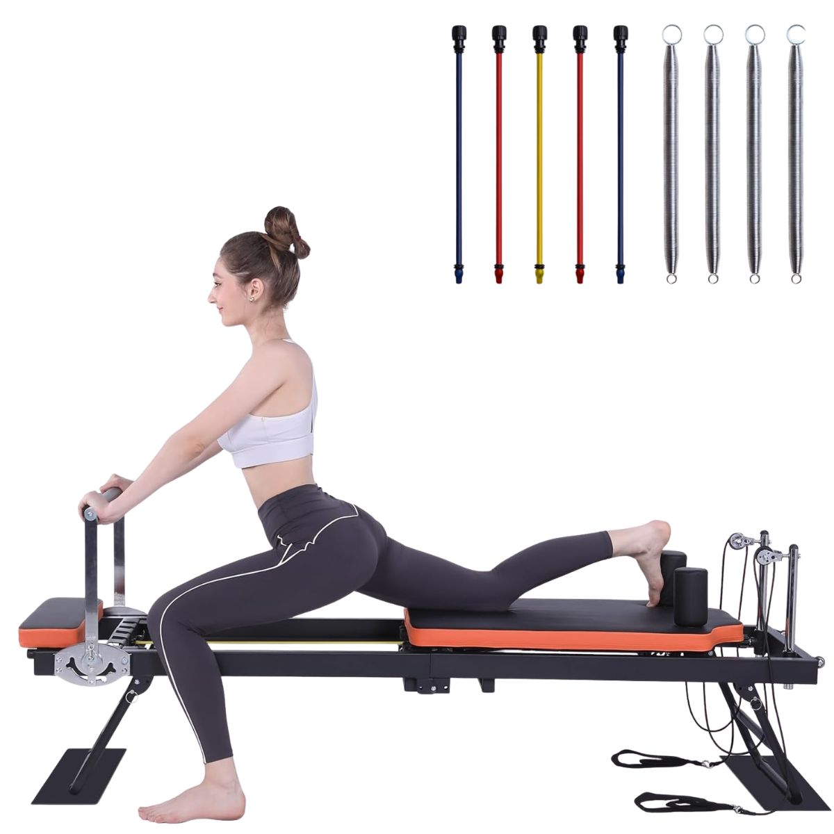 Pilates Reformer,dpiolrcag Foldable Pilates Machine &amp;amp; Equipment for Home Use and Gym Workout, Suitable for Advanced and Beginners Users, Up to 250 Lbs Weight Capacity