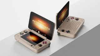 The Ayaneo Flip 1S DS and Ayaneo Flip 1S DS KB in the Retro Power colorway (beige)