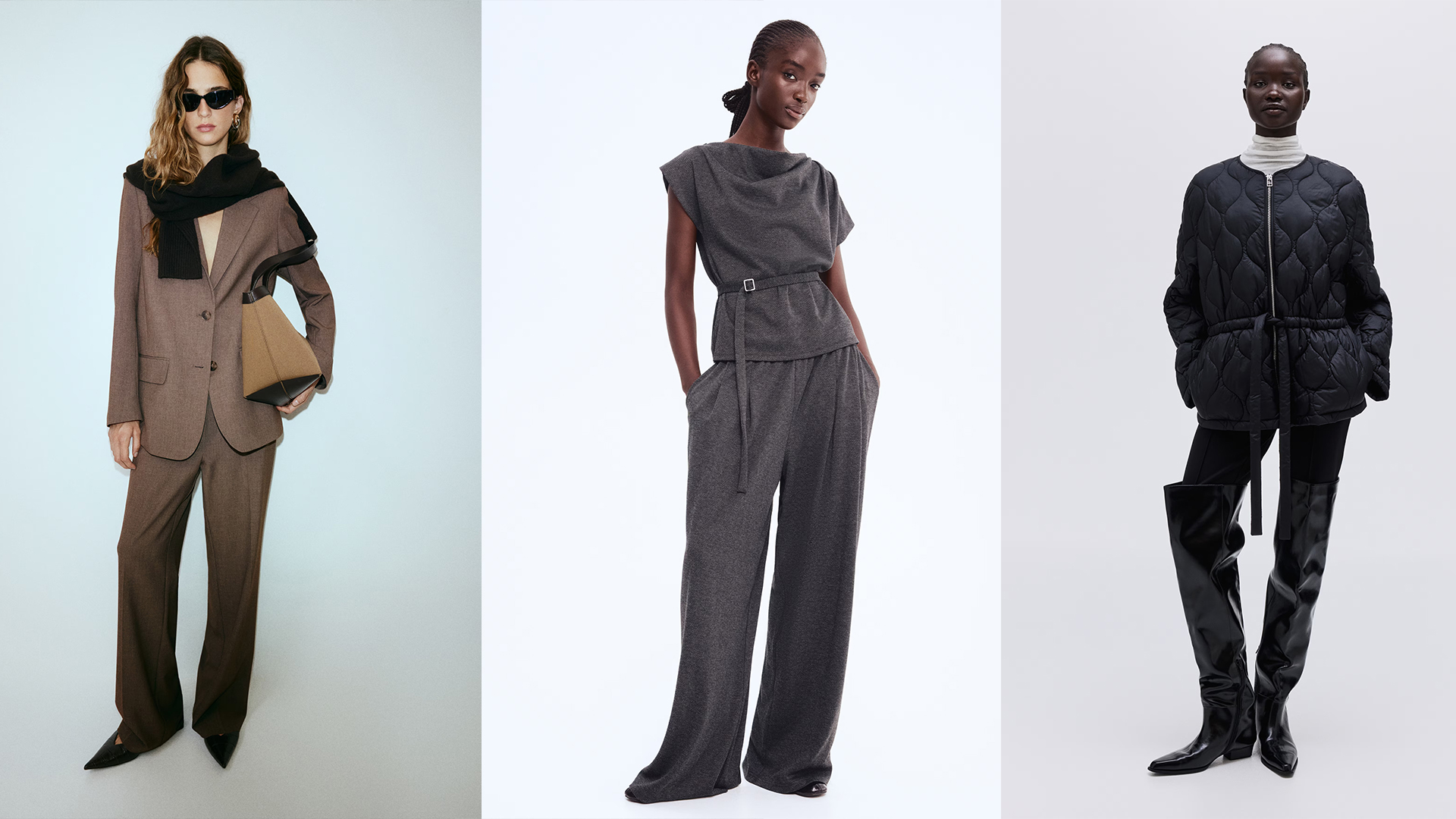 Collage of models wearing H&amp;M clothing.