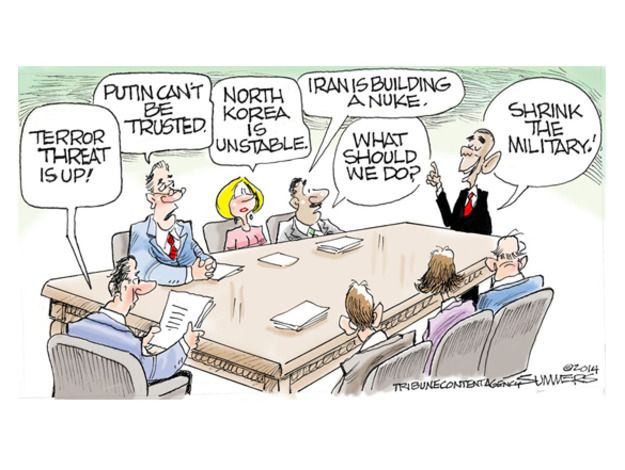 Political cartoon Obama military cuts | The Week