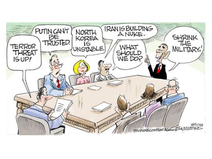 Political cartoon Obama military cuts