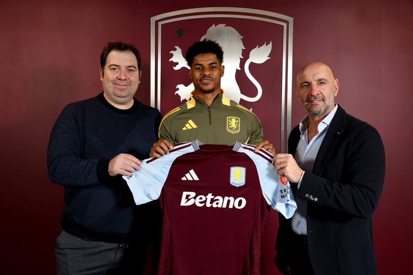 Marcus Rashford is presented as an Aston Villa player in February 2025 after his loan move from Manchester United.