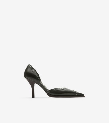 Studded Leather Bird Pumps in Shale - Women | Burberry® Official