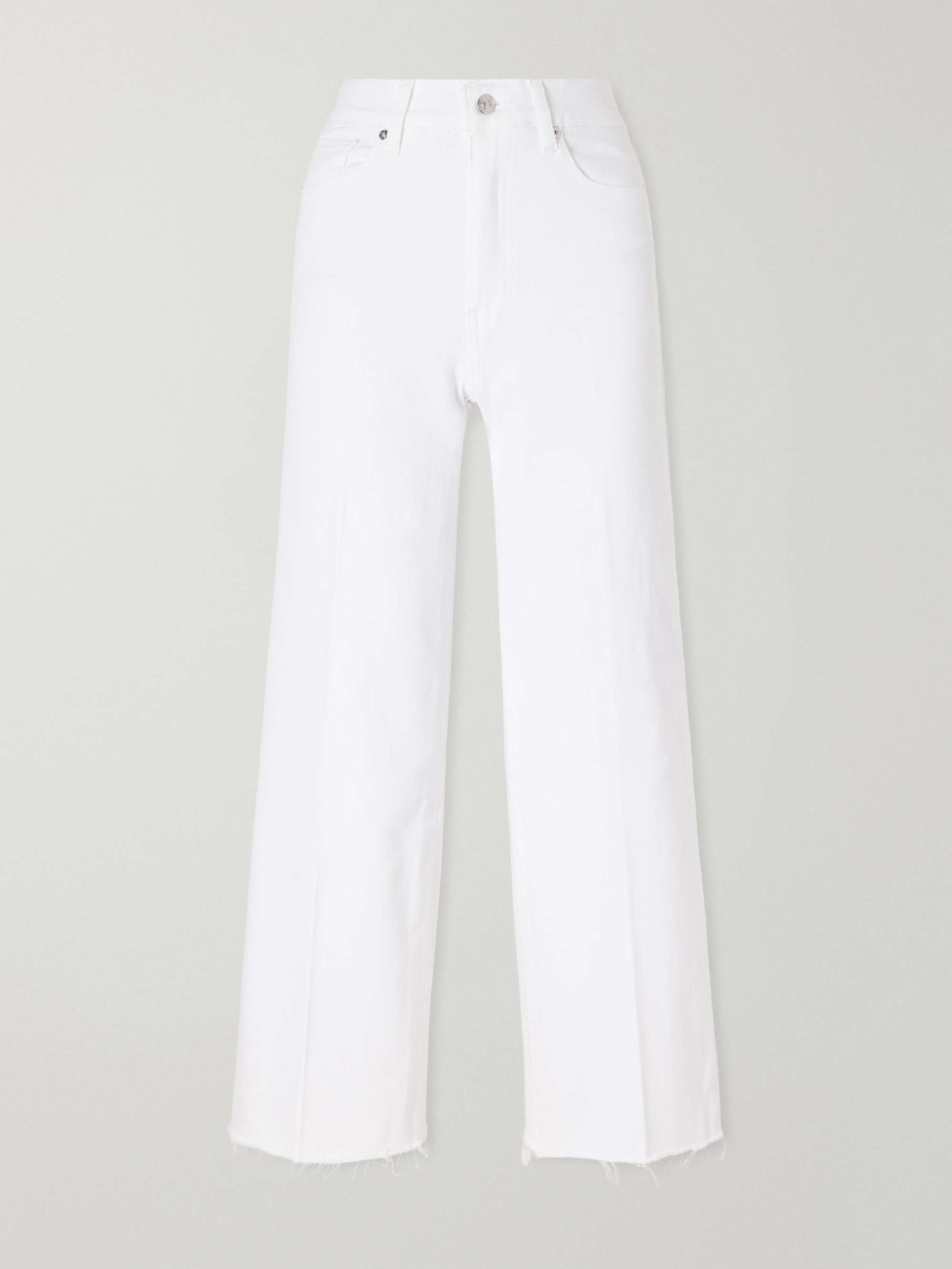 Le Slim Palazzo Frayed High-Rise Wide-Leg Jeans
